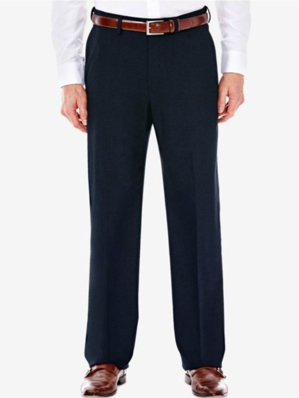 J.M. HAGGER Mens Black Flat Front Classic Fit Stretch Suit pants 36x30